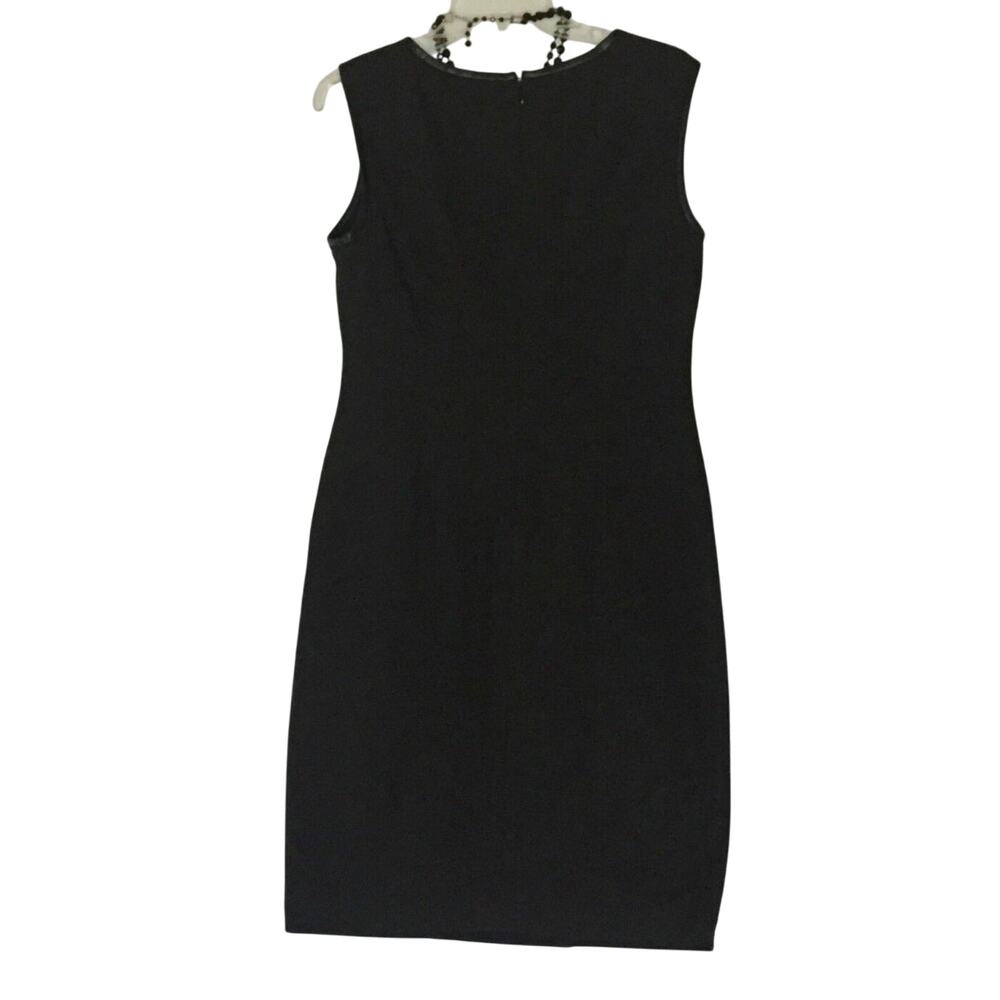 Cache Day Dress Lined Stretch Sz 12 Dark Gray pLeather Trim Jersey Knit